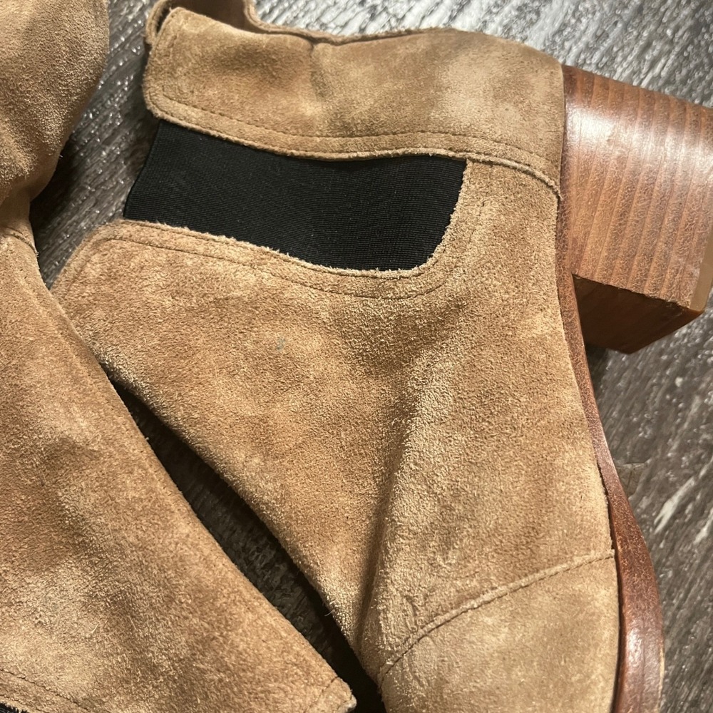 Rag & Bone Beige Suede Elastic Side Block Heel Ankle Boots Womens 6.5 - Picture 5 of 8